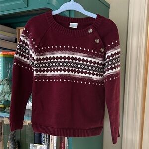 Edgehill Collection Maroon and White Patterned Sweater